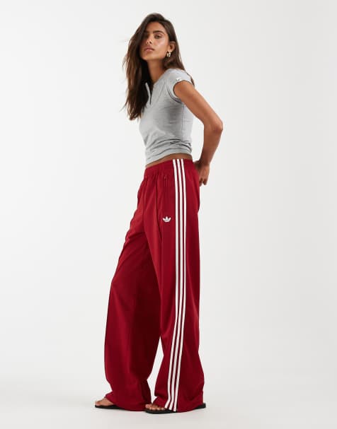 adidas Originals - Firebird - Pantaloni sportivi ampi color rosso team victory e bianco - view 1