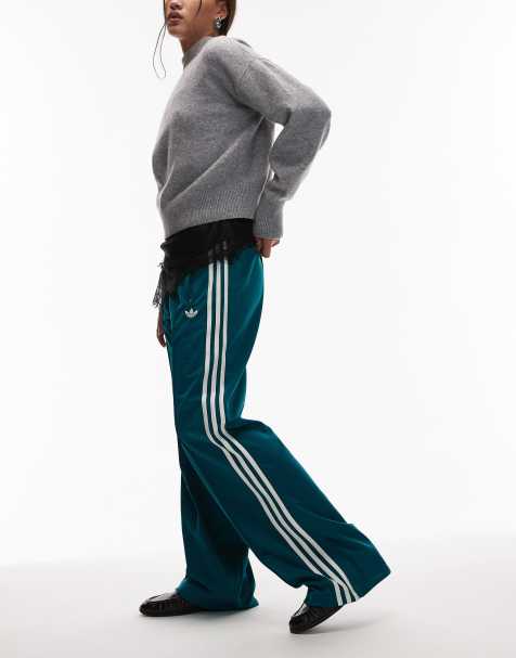 adidas Originals - Firebird - Pantaloni sportivi ampi verdi e bianchi - view 1