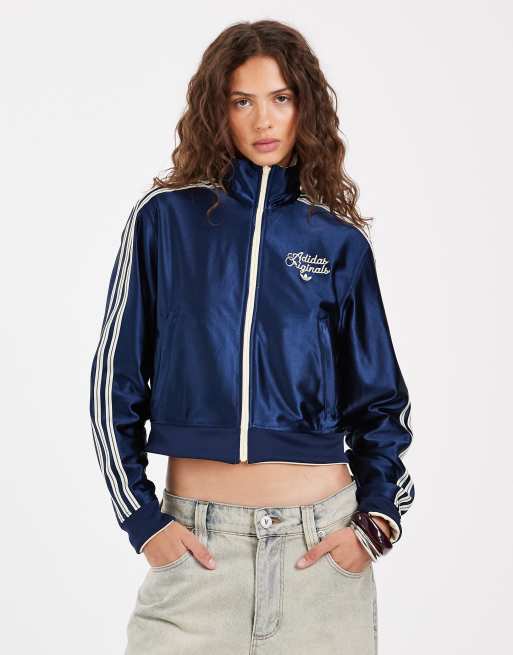  firebird ヨーロッパ　トラックジャケット　ネイビー adidas Originals Firebird pinstripe reversible acket in warm