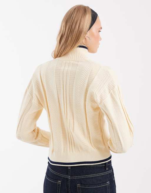 adidas Originals Firebird Pointelle-Strick-Tracktop in Cremeweiß, 4 von 4