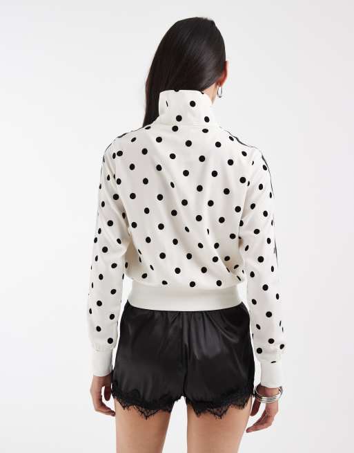 adidas Originals Firebird Satin-Trainingsjacke mit weißen Punkten, 3 von 4