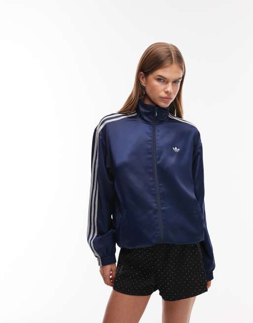 adidas Originals – Firebird – Satin-Trainingsoberteil in Marineblau und Glitzer, exklusiv bei ASOS