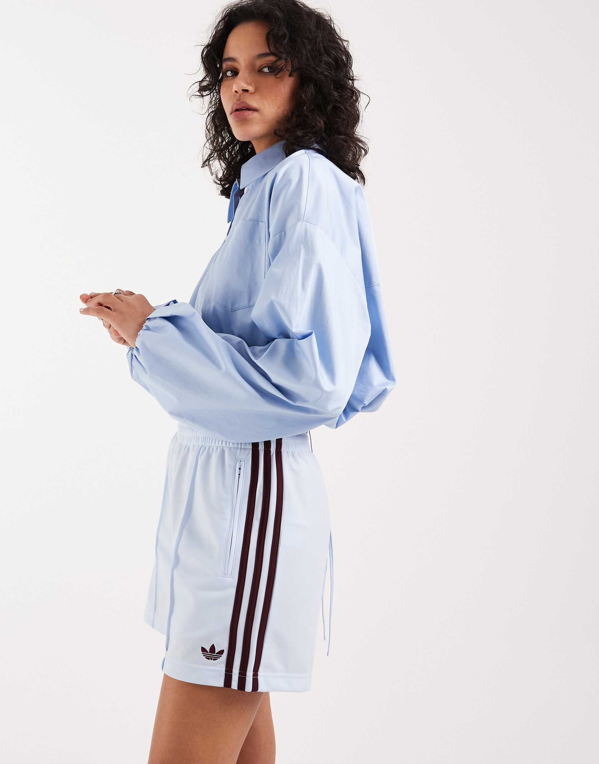 adidas originals firebird shorts in blue and maroon