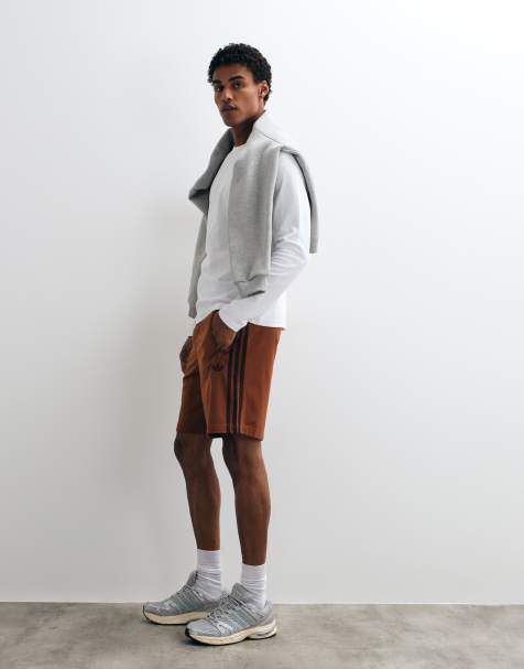 adidas Originals Firebird shorts in brown and black