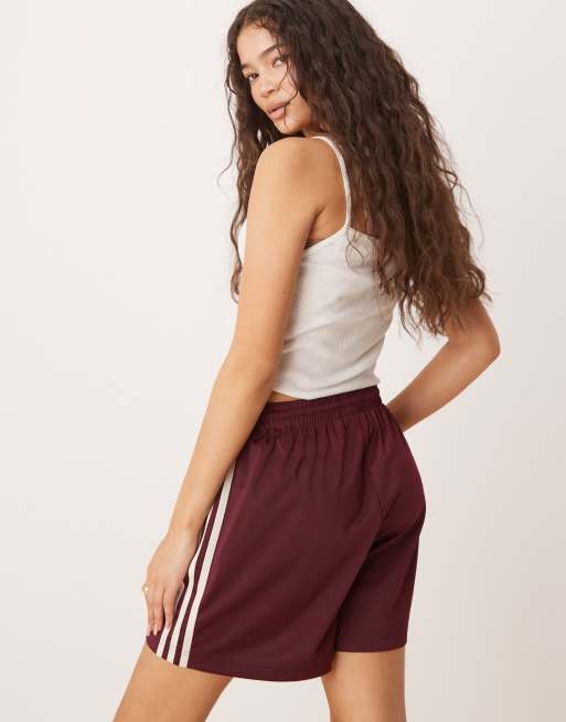 adidas Originals Firebird shorts in burgundy