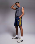 [adidas Originals] adidas Originals Firebird shorts in navy and yellow XL NAVY