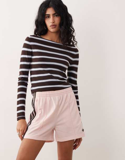 adidas Originals Firebird shorts in pink and brown