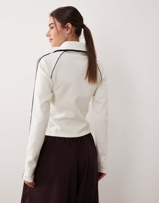 adidas Originals – Firebird – Slim-Fit-Trainingsjacke in Wollweiß, 4 von 4