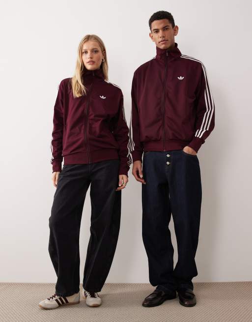 adidas Originals – Firebird – Sportoberteil in Kastanienbraun und Wollweiß, 2 von 4