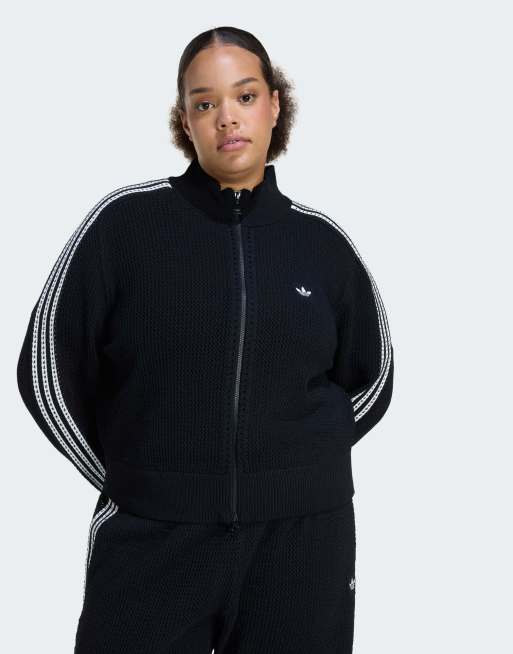 adidas Originals – Firebird – Svart, stickad och virkad träningstopp