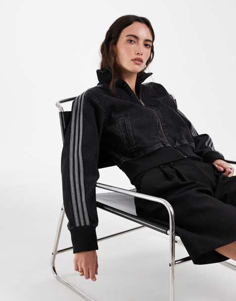adidas Originals – Firebird – Svart träningstopp i denim - view 1