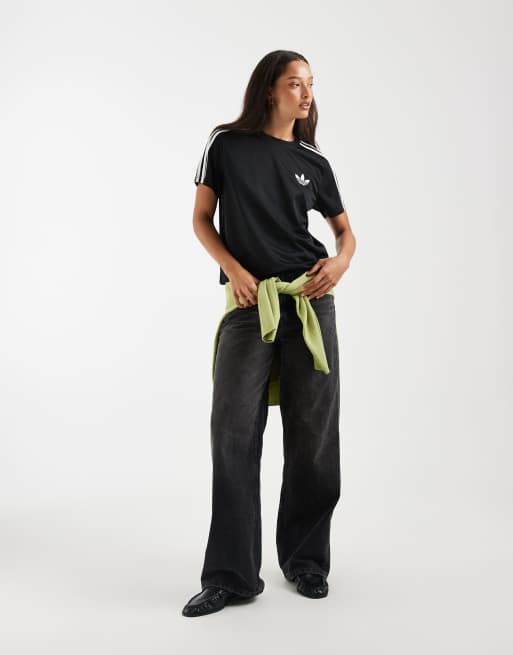 adidas Originals – Firebird – T-Shirt in Schwarz/Weiß, 3 von 4