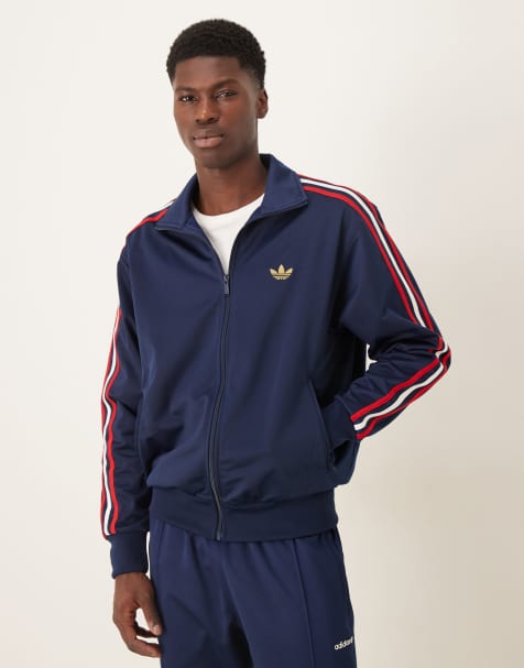 adidas Originals - Firebird - Top de survêtement - Bleu marine et rouge - view 1