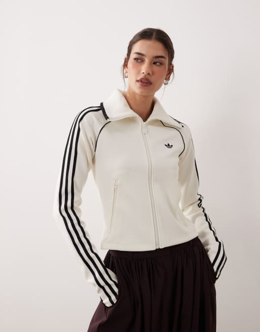 adidas Originals - Firebird - Top sportivo slim fit bianco sporco