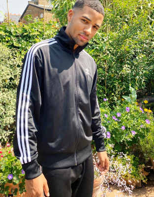 adidas jacket black with green stripes