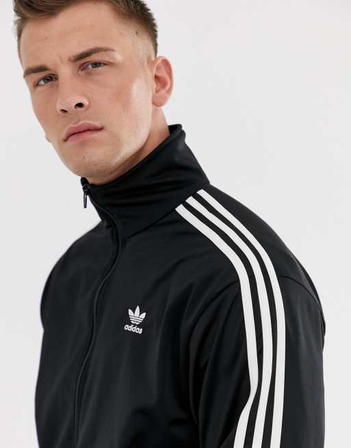 ADIDAS FIREBIRD MENS TRACK TOP BLACK WHITE STRIPE ORIGINAL