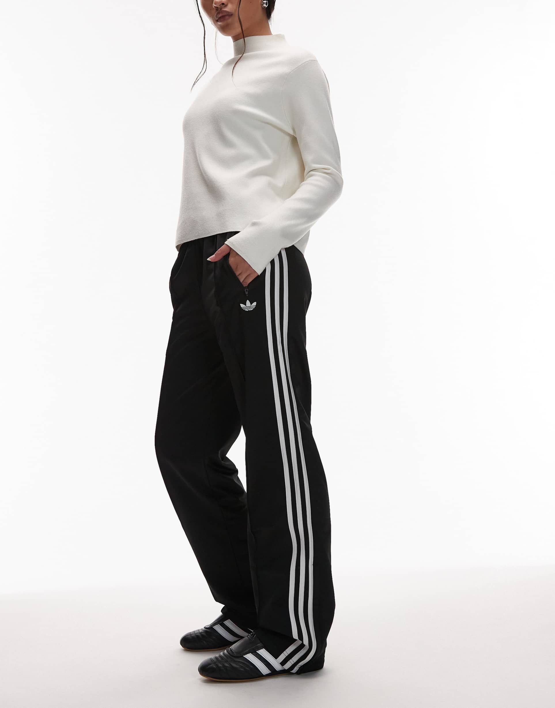 adidas originals firebird track pants in black and white