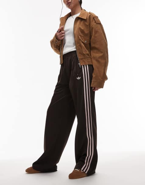 adidas Originals Firebird track pants in brown and pink