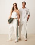 [adidas Originals] adidas Originals Firebird track pants in cream and green S off white/collegiate