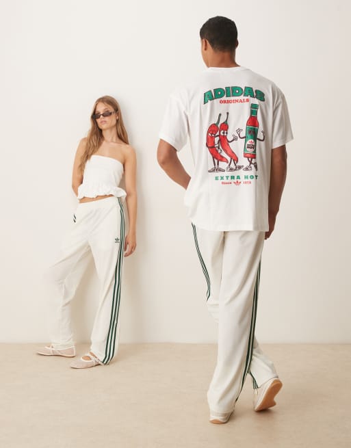 adidas Originals Firebird track pants in cream and green
