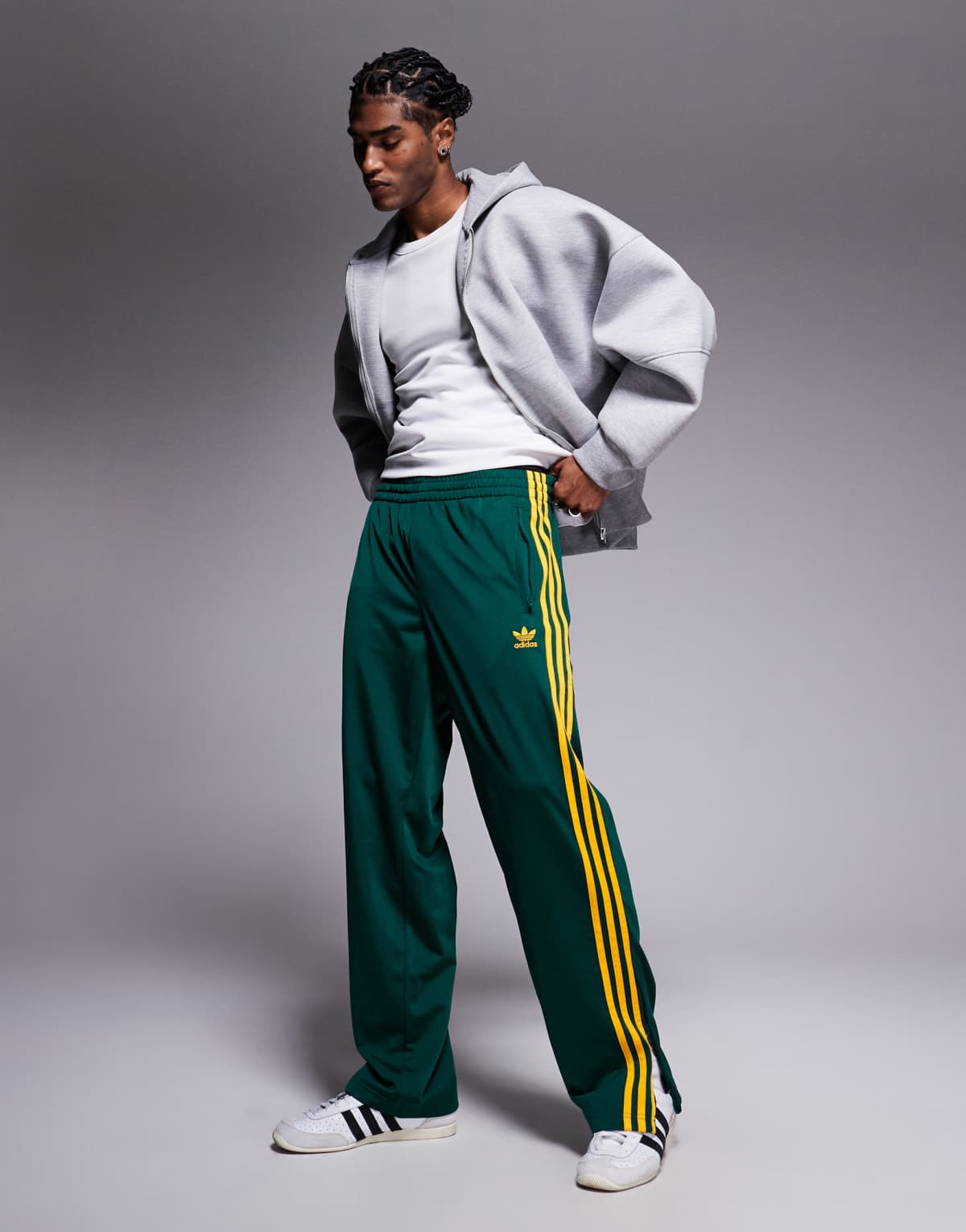 adidas Originals Firebird track pants in green and yellow