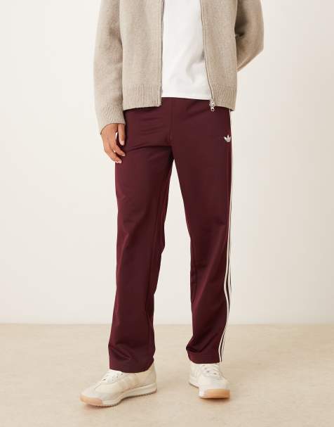 adidas Originals Firebird track pants in maroon and off white