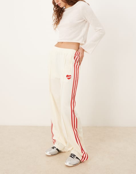 adidas Originals Firebird track pants in white and red