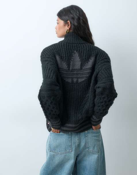 adidas Originals Firebird track top i svart flätstickning - view 1