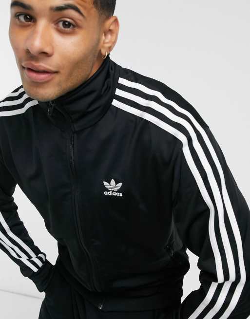 adidas Originals Firebird track top in black and white