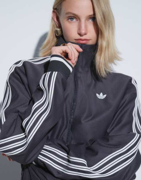 adidas Originals Firebird track top in black herringbone - view 1