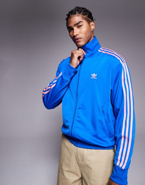 adidas Originals Firebird track top in blue and pink - view 1