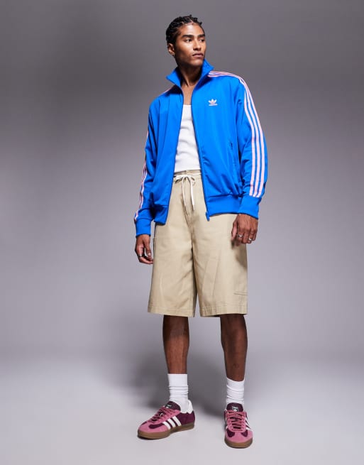 adidas Originals Firebird track top in blue and pink ASOS