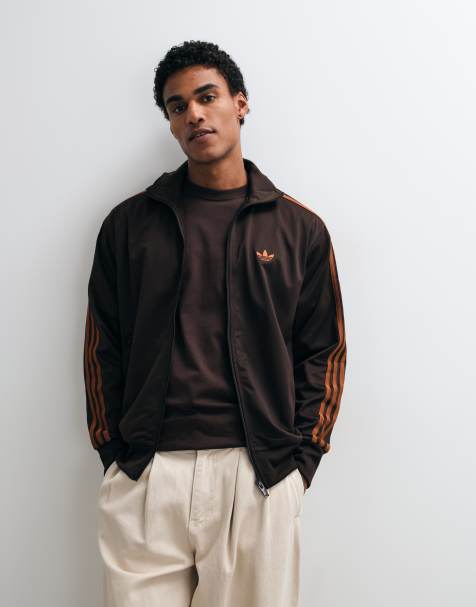adidas Originals firebird track top in brown and burnt orange - view 1