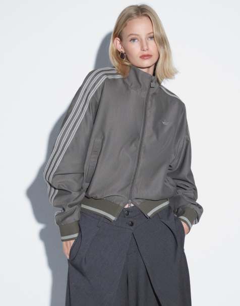 adidas Originals Firebird track top in brown herringbone - view 1