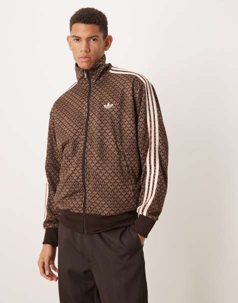 adidas originals Firebird track top in brown monogram - view 1