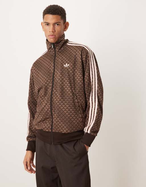 adidas originals Firebird track top in brown monogram | ASOS