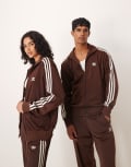 [adidas Originals] adidas Originals Firebird track top in brown S auburn/off white