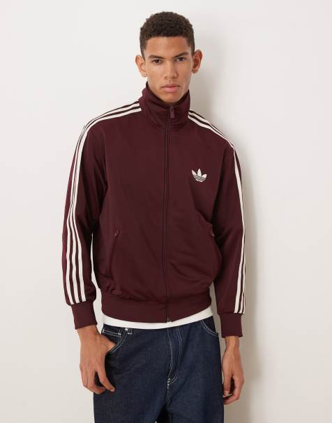 adidas Originals Firebird track top in burgundy