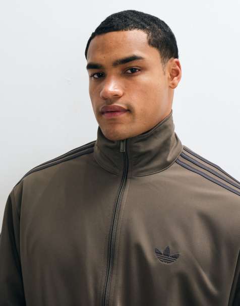 adidas Originals firebird track top in dark khaki - view 1