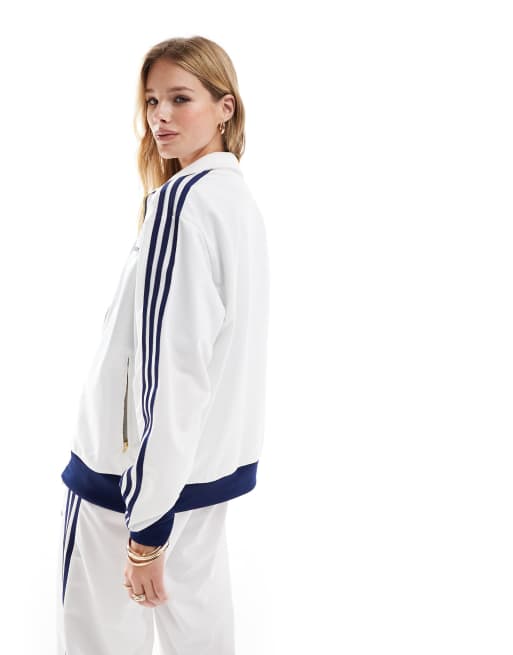 adidas Originals Firebird track top in white with badge | ASOS