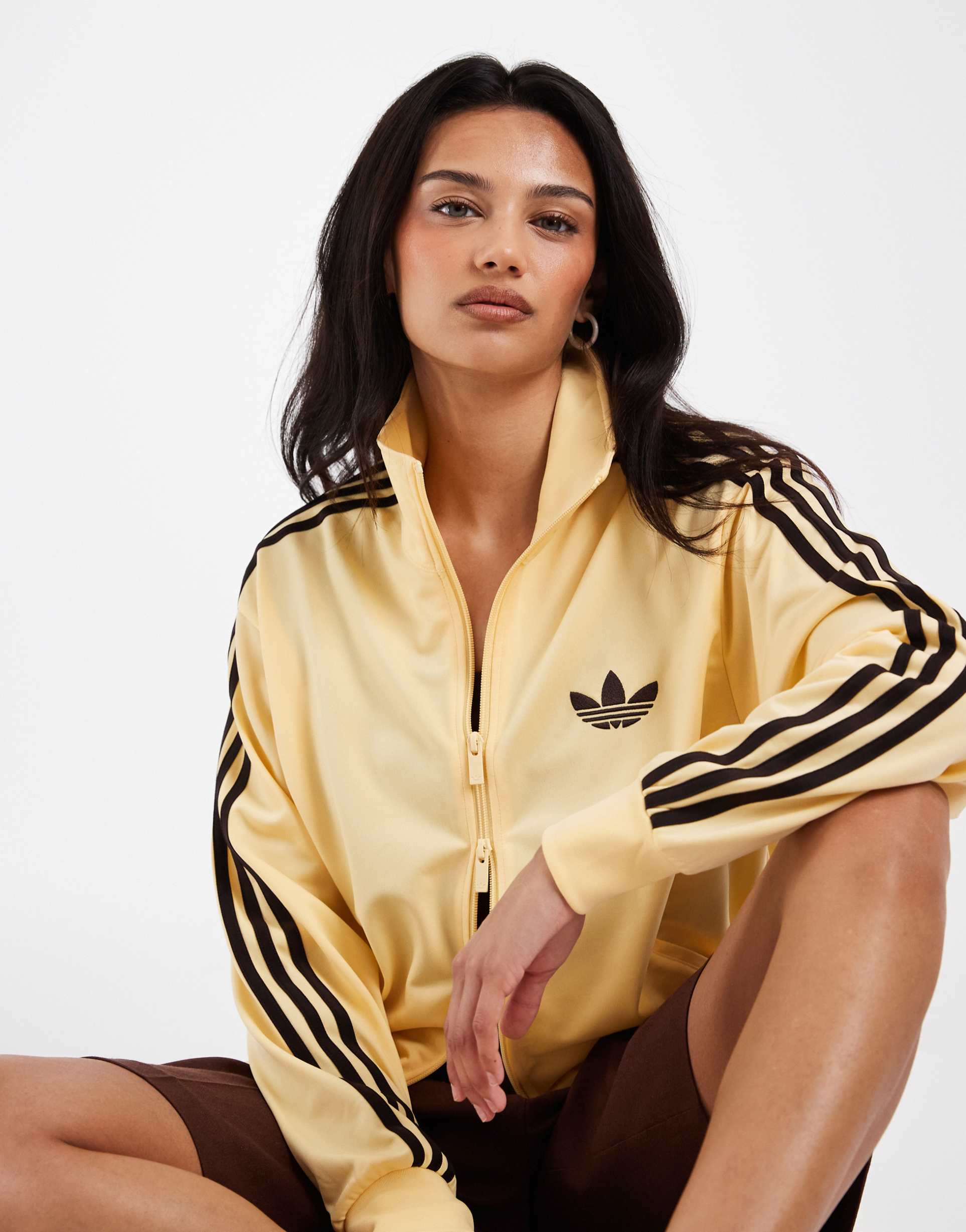 adidas originals firebird track top in yellow and brown
