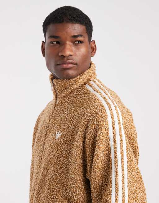 adidas Originals – Firebird – Trainingsjacke aus Bouclé in Braun, 4 von 5