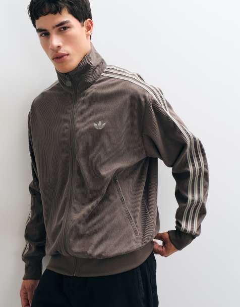 adidas Originals Firebird Trainingsjacke in Dunkelkhaki aus Cord - view 1