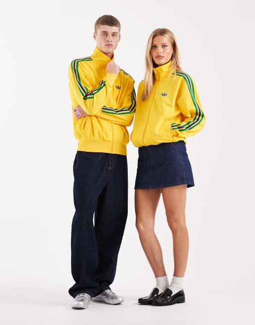 adidas Originals – Firebird – Trainingsjacke in Gelb und Grün, 3 von 4