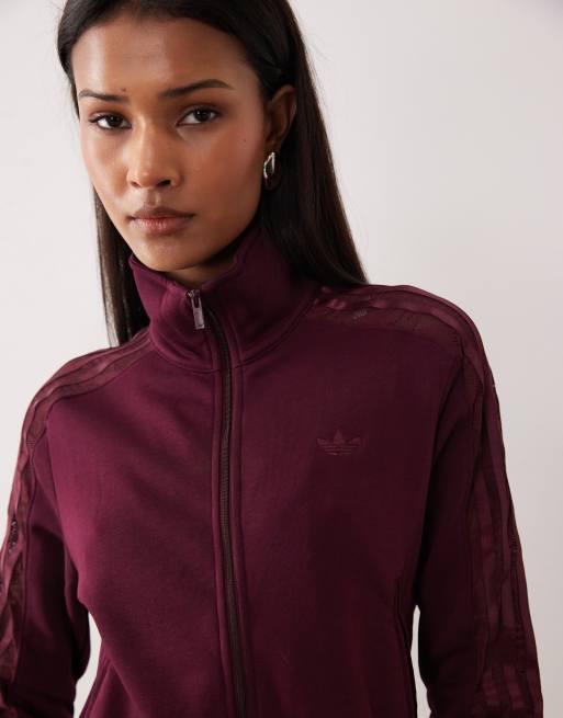 adidas Originals – Firebird – Trainingsoberteil aus Spitze in Kastanienbraun, 3 von 4