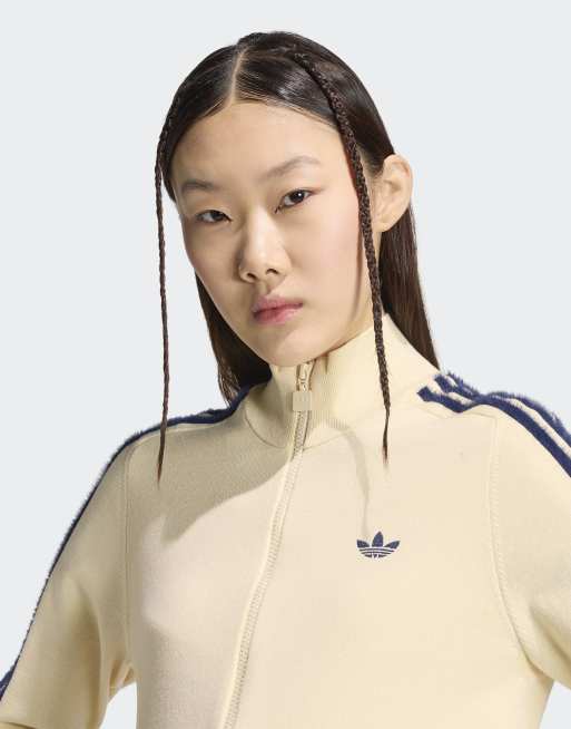 adidas Originals – Firebird – Trainingsoberteil aus Strick in Warm Vanilla/Night Indigo, 4 von 5