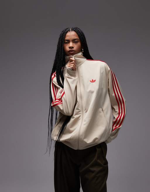 adidas Originals – Firebird – Trainingsoberteil in Beige und Rot, 4 von 4