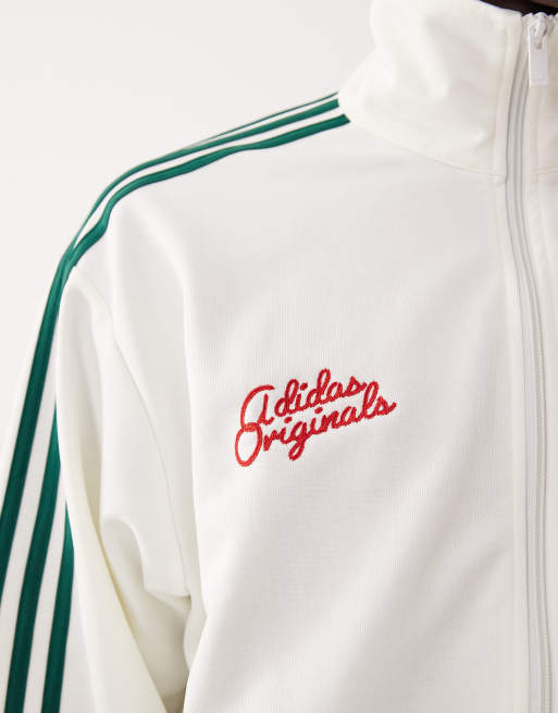 adidas Originals – Firebird – Trainingsoberteil in Wollweiß/College-Grün mit Rosenmotiv, 5 von 5