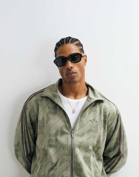 adidas Originals Firebird träningsjacka i khaki med monogram - view 1