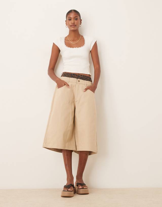 adidas Originals Firebird utility jorts in stone khaki | ASOS